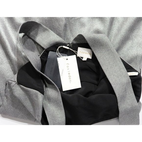 FOXIEDOX Size S SAPPHO Silver Metallic Split Wide Leg Sleeveless Jumpsuit NWT - Picture 4 of 4